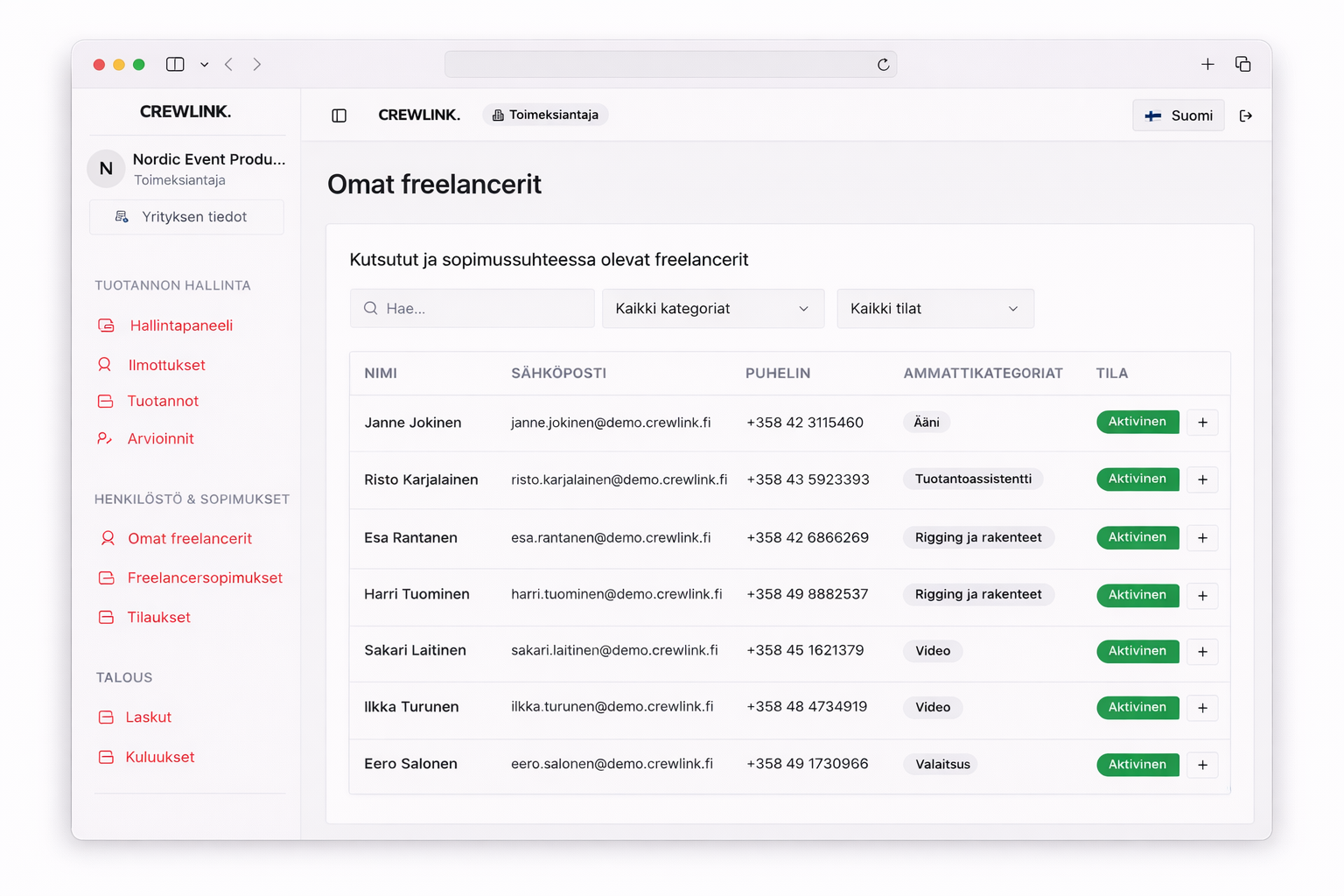 Crewlink — Freelancer-työn infrastruktuuri yrityksille