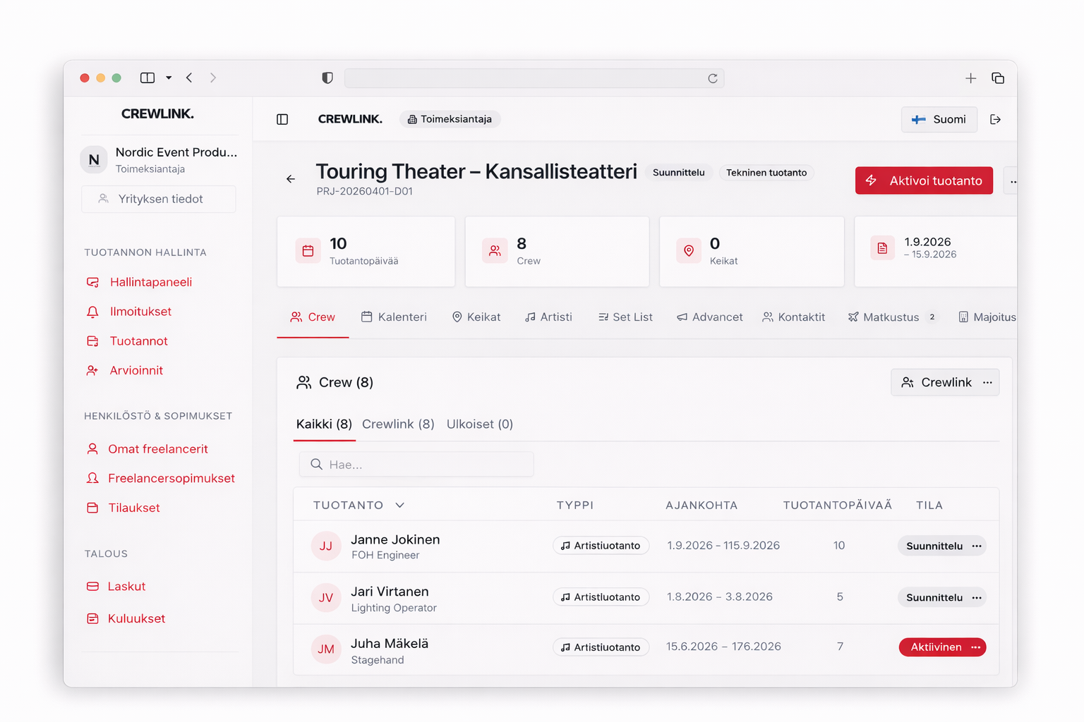 Crewlink — Freelancer-työn infrastruktuuri yrityksille